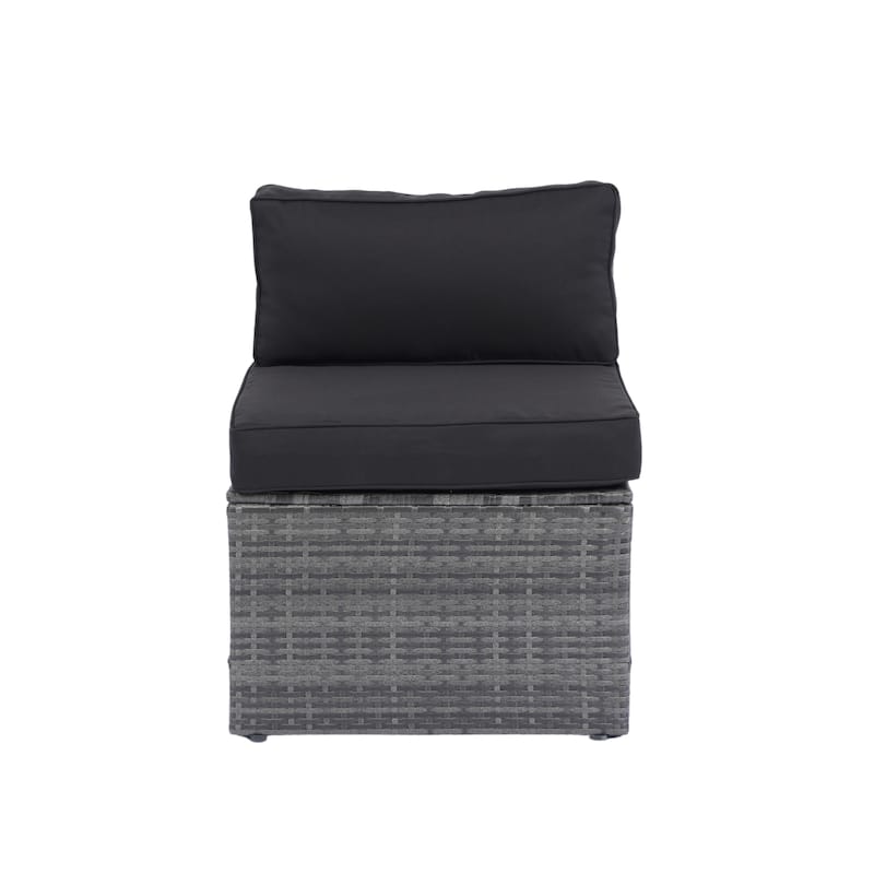 Black+Grey 5-piece All-Weather PE Rattan Sectional Set