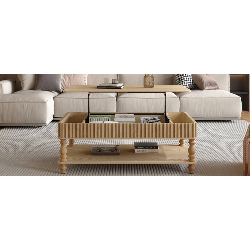 GDF Studio - Modern Wooden Lift-Top Coffee Table with Storage