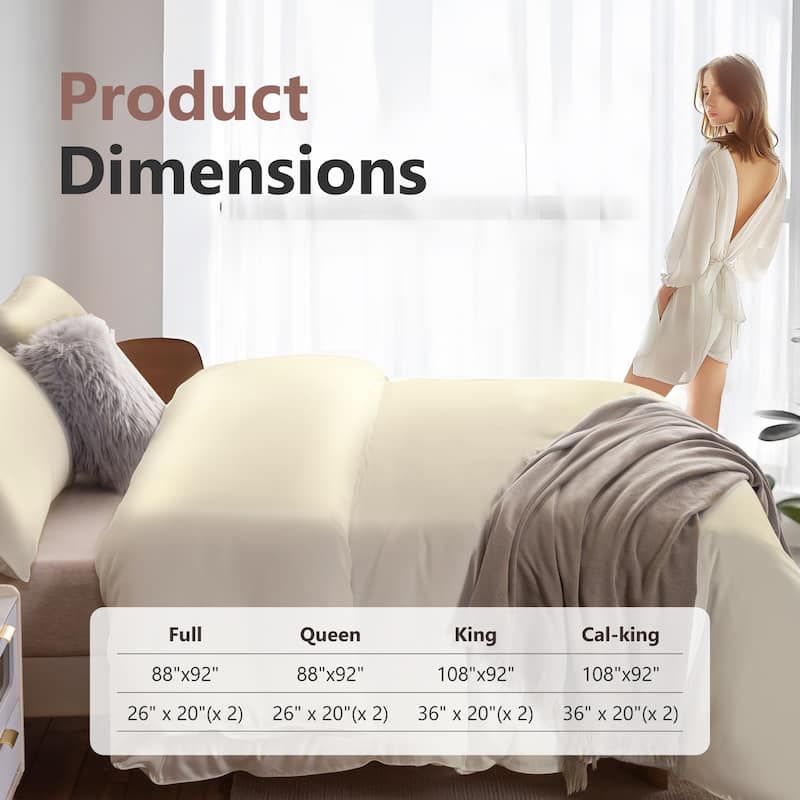 100% Tencel Cooling Duvet Cover Set, Silky Smooth & Breathable Lyocell