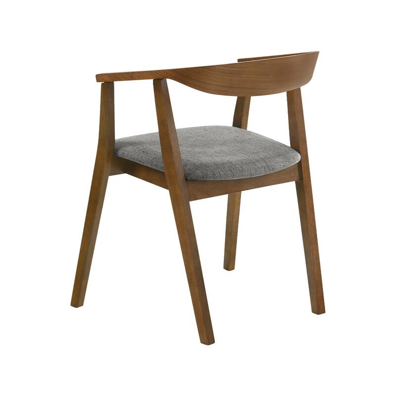 Alana Dining Chair Set of 2, Walnut Brown Wood, Charcoal Gray Fabric