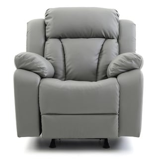 Faux Leather Upholstered Reclining Chair with Padded Arms - 41" - Gray