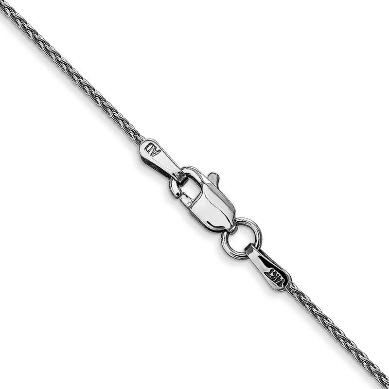 Curata 14k White Gold 10" 1.2mm Parisian Wheat Chain Ankle Bracelet (Lobster-claw)