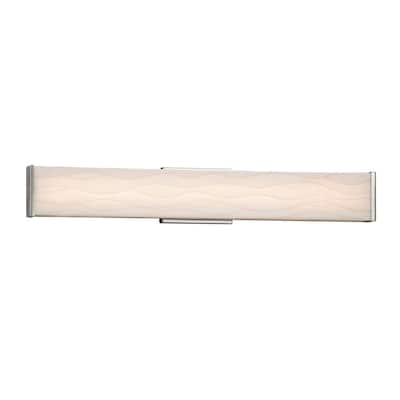 Justice Design Porcelina Latitude 29-inch Brushed Nickel ADA LED Wall/ Bath Bar, Waves Shade - Silver