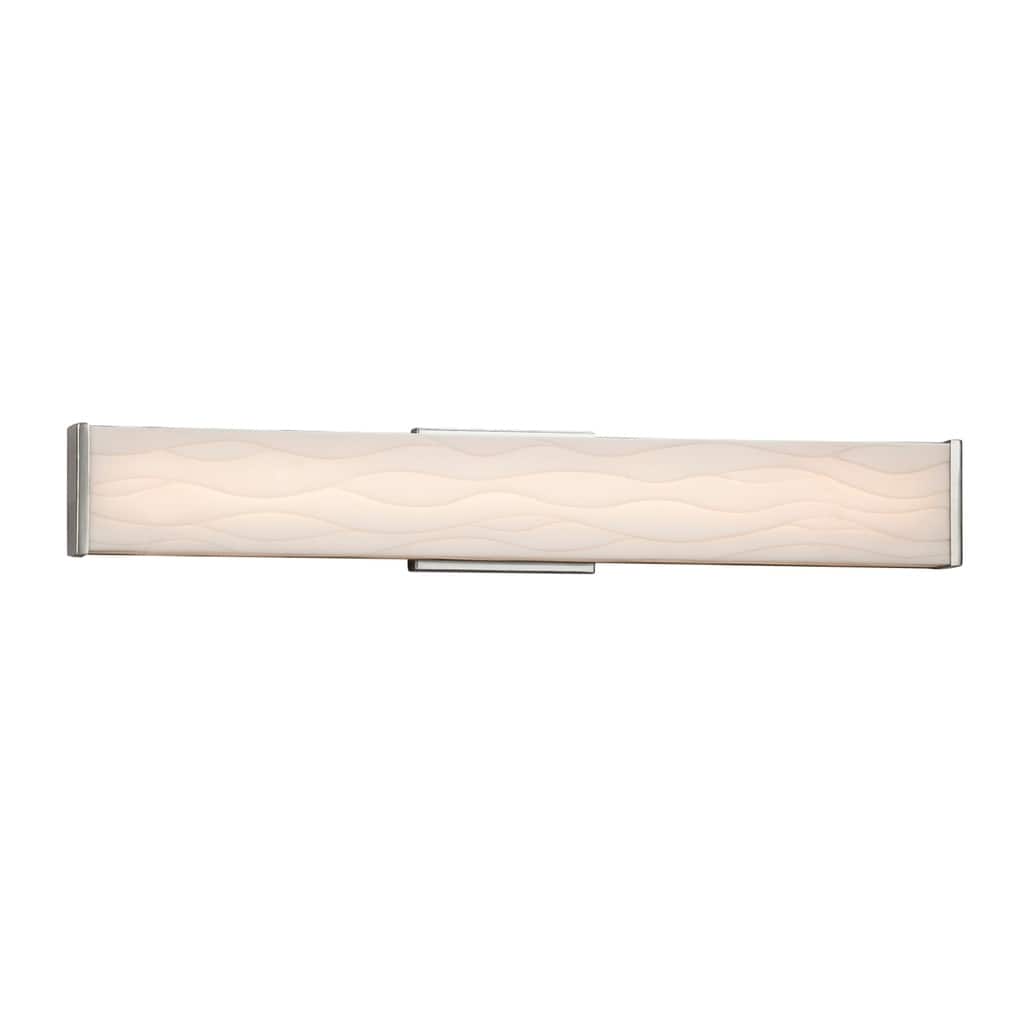 Justice Design Porcelina Latitude 29-inch Brushed Nickel ADA LED Wall/ Bath Bar, Waves Shade - Silver