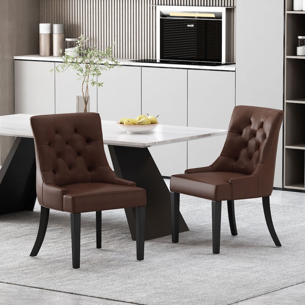 Tufted Diamond Stitching Dining Chairs of 2 Pack, Sloped Arms Dining Chairs, Modern Visitor Chair for Living Room Kitchen