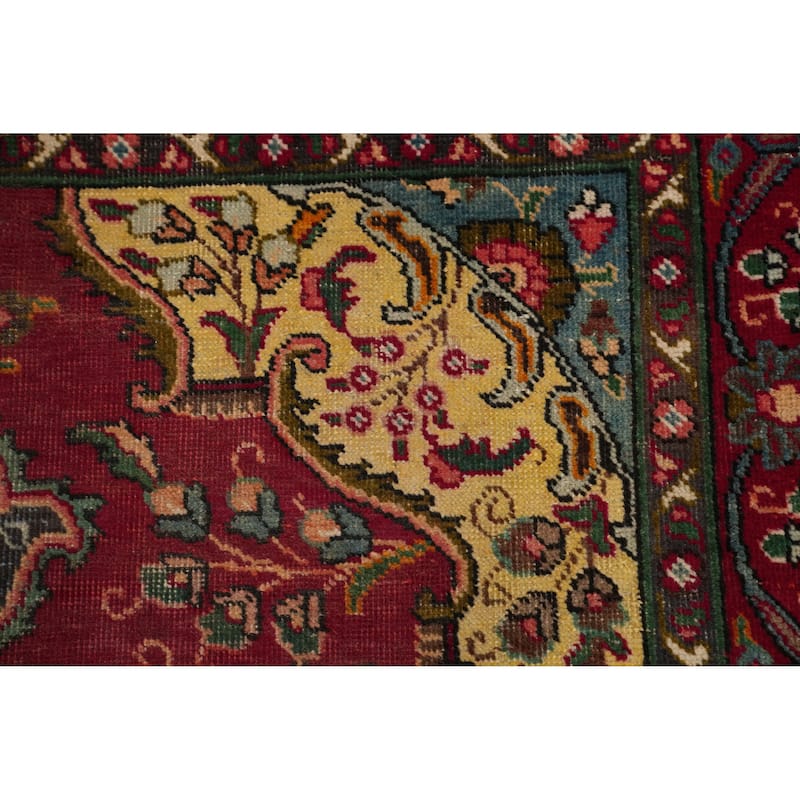 Hand Knotted Oriental 100% Wool Carpet Traditional Floral Red Tabriz Area Rug - 6' 2'' X 4' 7''