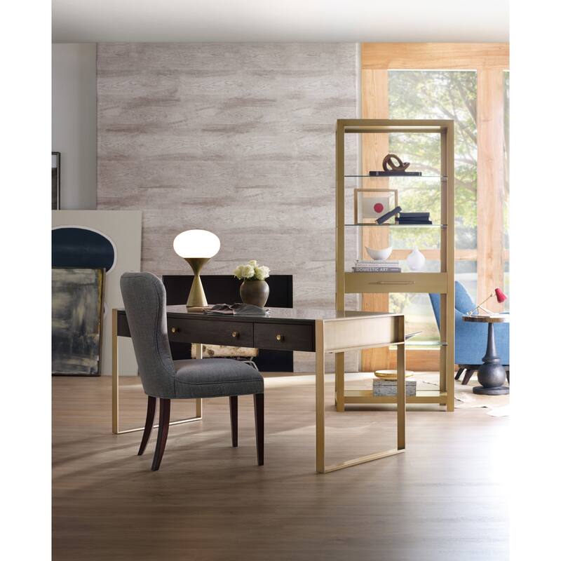 Hooker Furniture Curata 32" Wide Chic Modern Bookcase Shelving - Brushed Brass