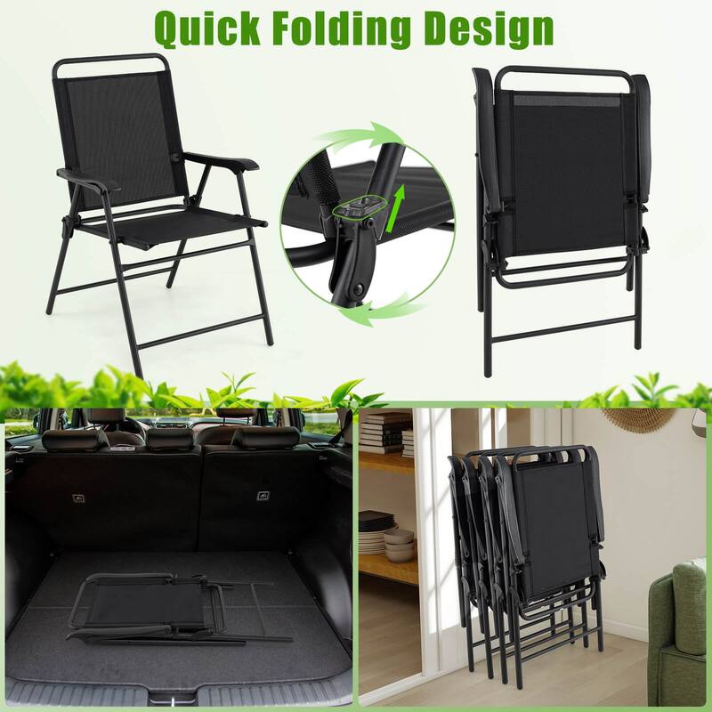 Costway Set of 4 Outdoor Folding Dining Chairs with Armrests - See Details