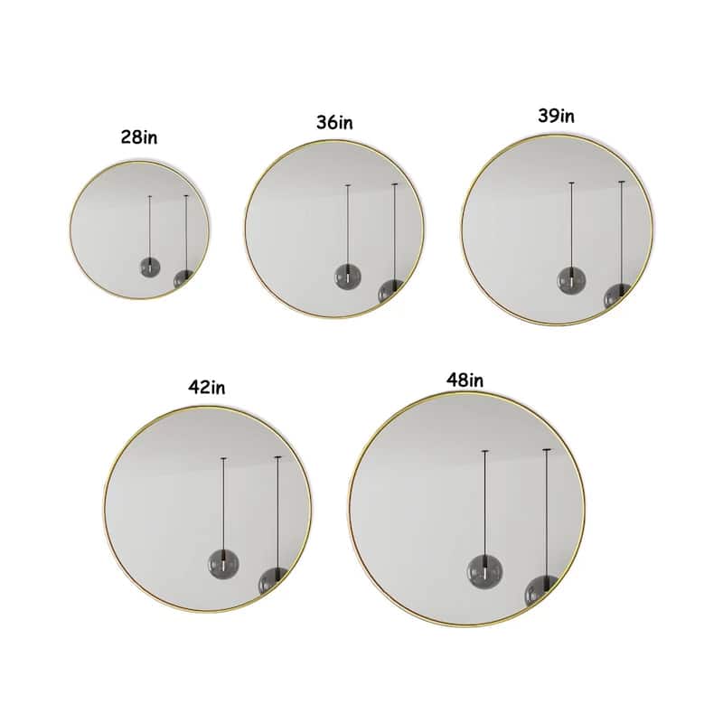 48" Wall Mounted Circular Mirror Metal Framed Mirror