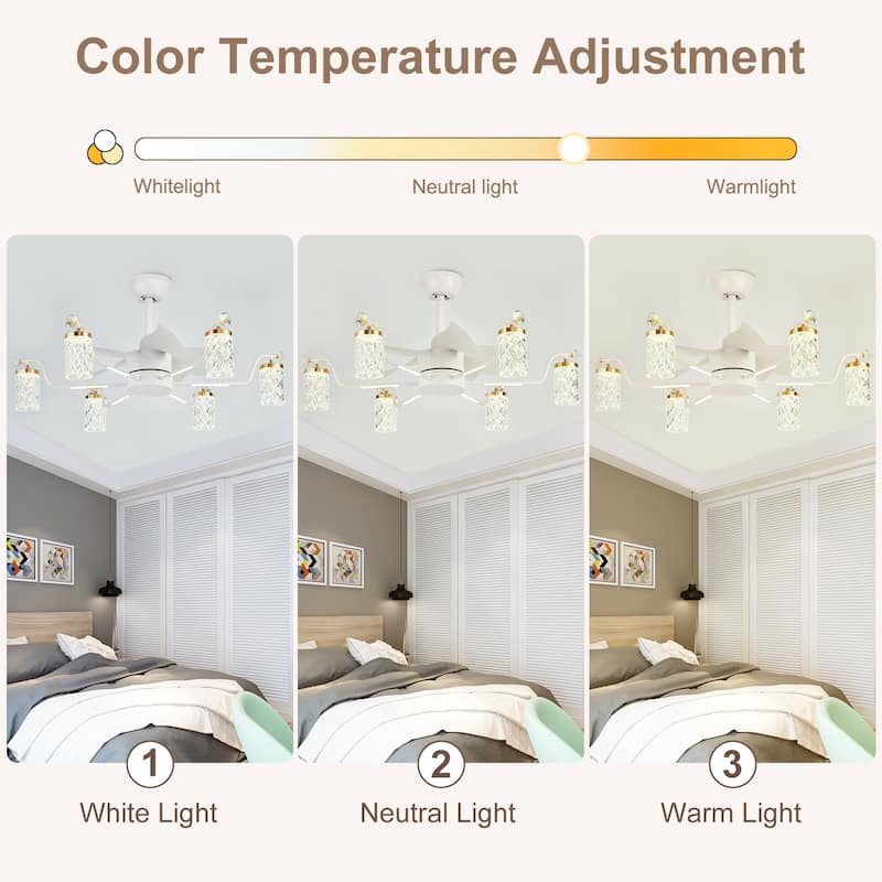 Modern Fandelier with Light and Remote, Modern luxury LED Chandelier Ceiling Fan for Living Room