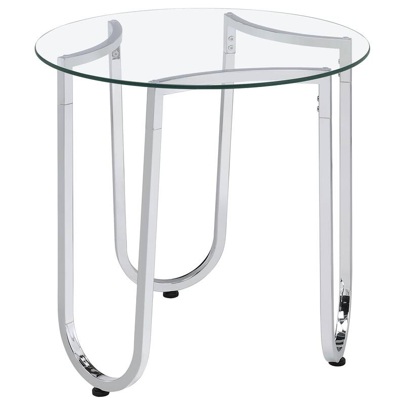 Beller Round Tempered Glass Top Coffee Table Set Chrome