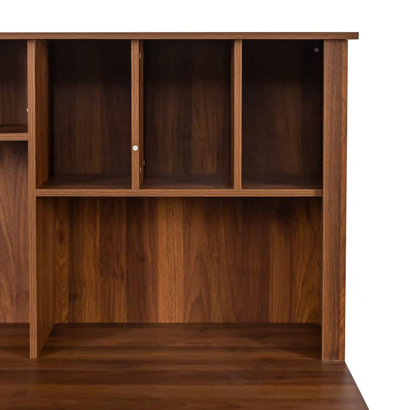 Home Office Computer Desk with Hutch, Antiqued White finish