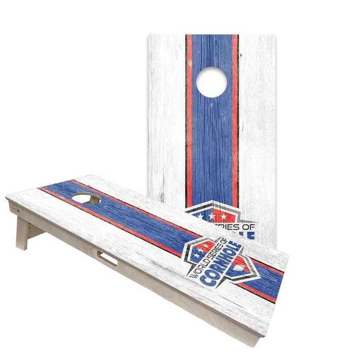 WSOC Stripes White and Blue Regulation 2x4 Cornhole Board Set