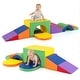 preview thumbnail 1 of 8, Gymax 7PCS Soft Foam Climbing Blocks Set w/Slide & Tunnel Waterproof & Multi - Kids