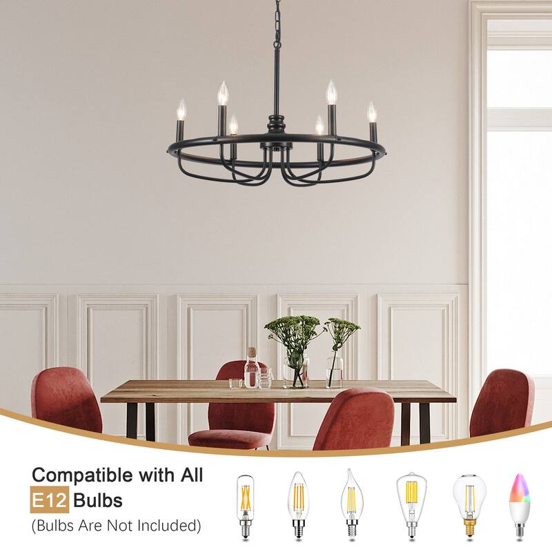 6-Light Candlestick Hanging Linear Foyer Chandelier Lighting Fixture for Dining Room Kitchen Island