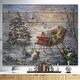 preview thumbnail 1 of 4, Designart 'Christmas Tree Magic Winter scene with Presents in Sleigh' Print on Natural Pine Wood - Red