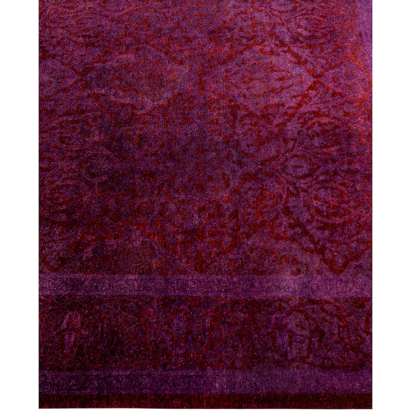 Overdyed One-of-a-Kind Hand-Knotted Area Rug - Purple - 3' 9" x 4' 2"