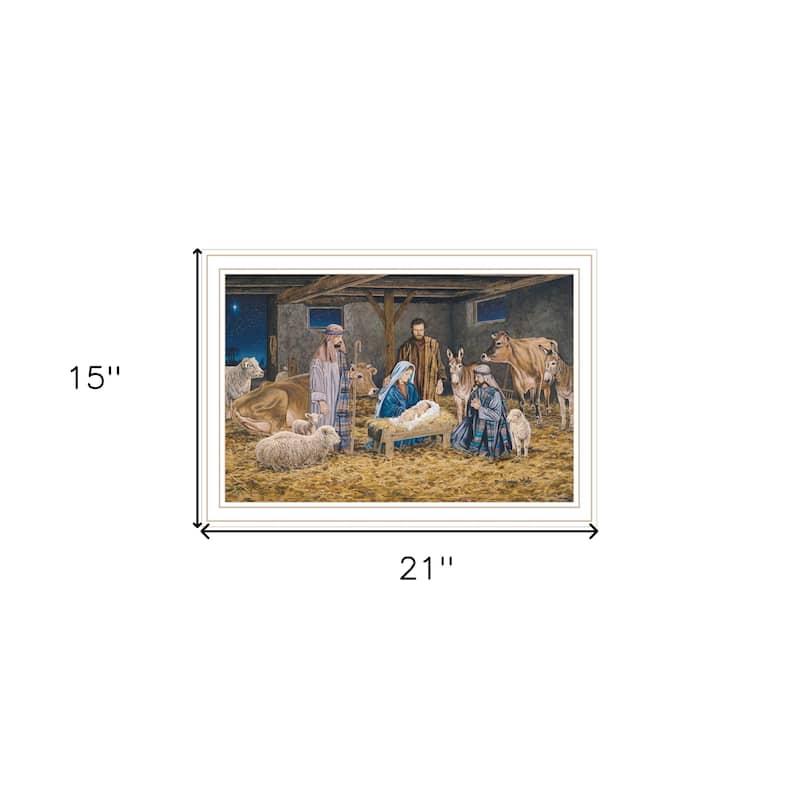 HomeRoots The Birth of Christ White Framed Wall Art