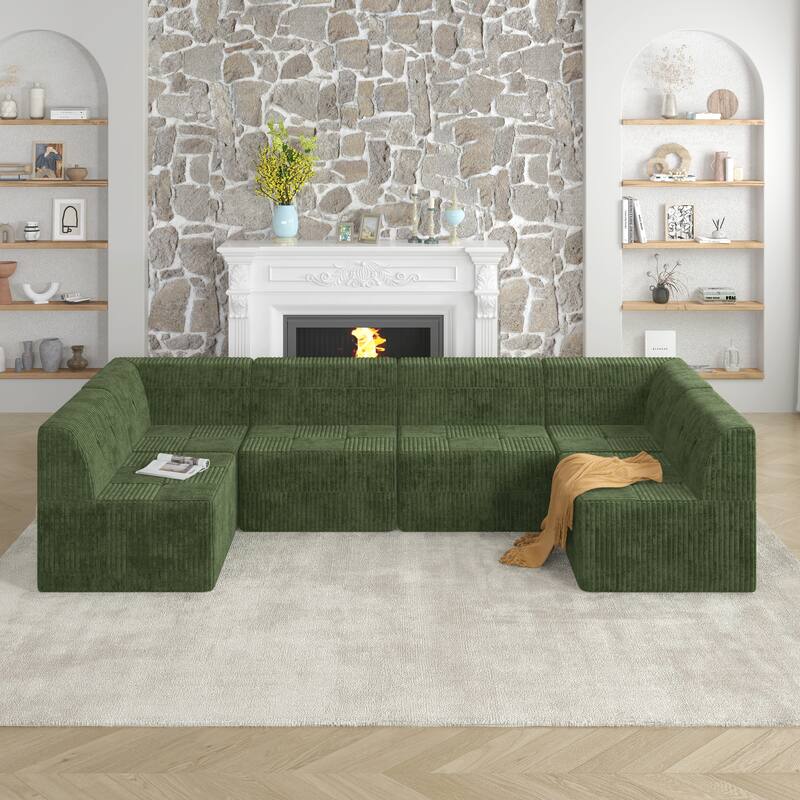 Modern Minimalist Modular Sectional Sofa with Terrycloth Upholstery and Wide Foam Seating for Living Room and Guest Room