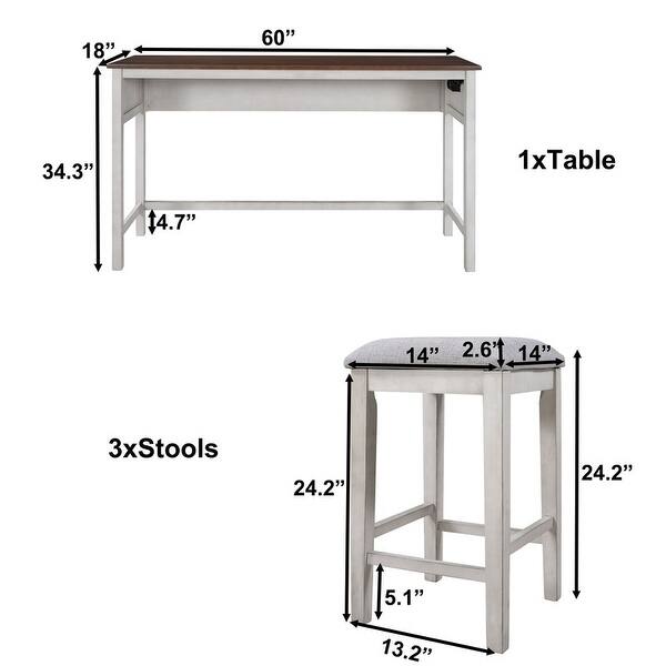 4-Piece Counter Height Table Set with Socket and USB Ports - Bed Bath ...