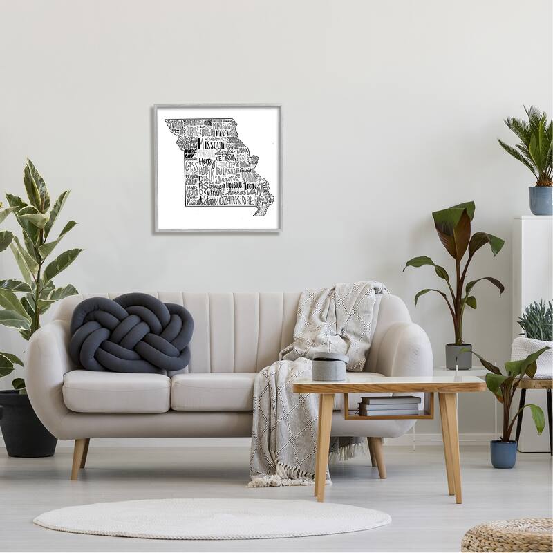 Stupell Various Typography Missouri State Framed Giclee Texturized Wall Art, Design By The Saturday Evening Post