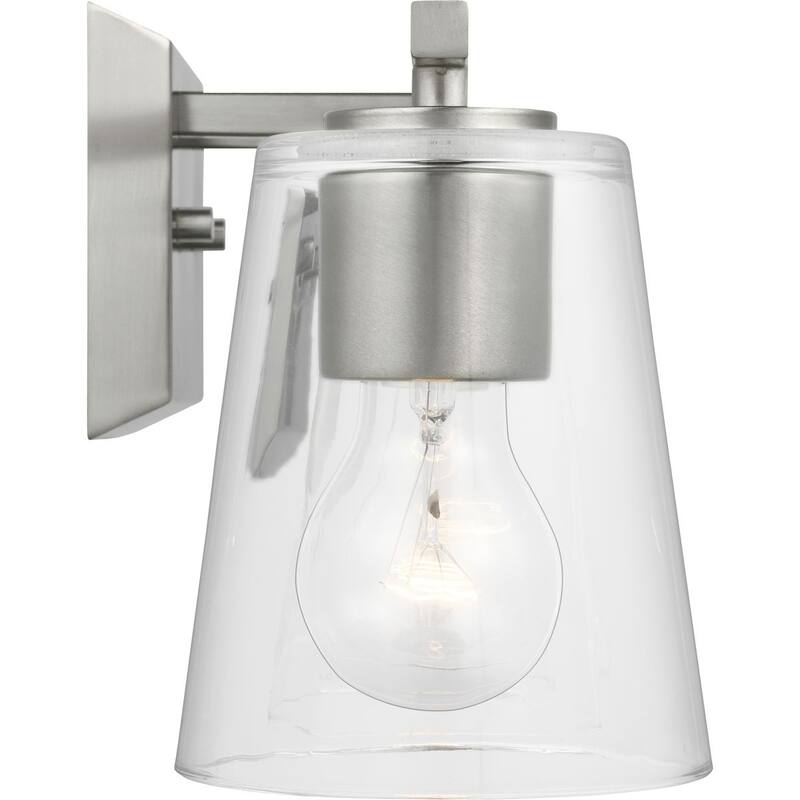 Vertex Collection Four-Light Brushed Nickel Clear Glass Contemporary Bath Light - 29 in x 6.25 in x 7.5 in