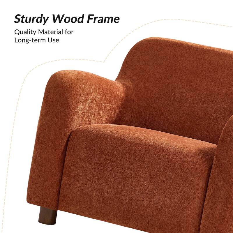 Wayne 35" Wide Boucle Upholstered Teddy Accent Chair with Solid Wood Legs by HULALA HOME