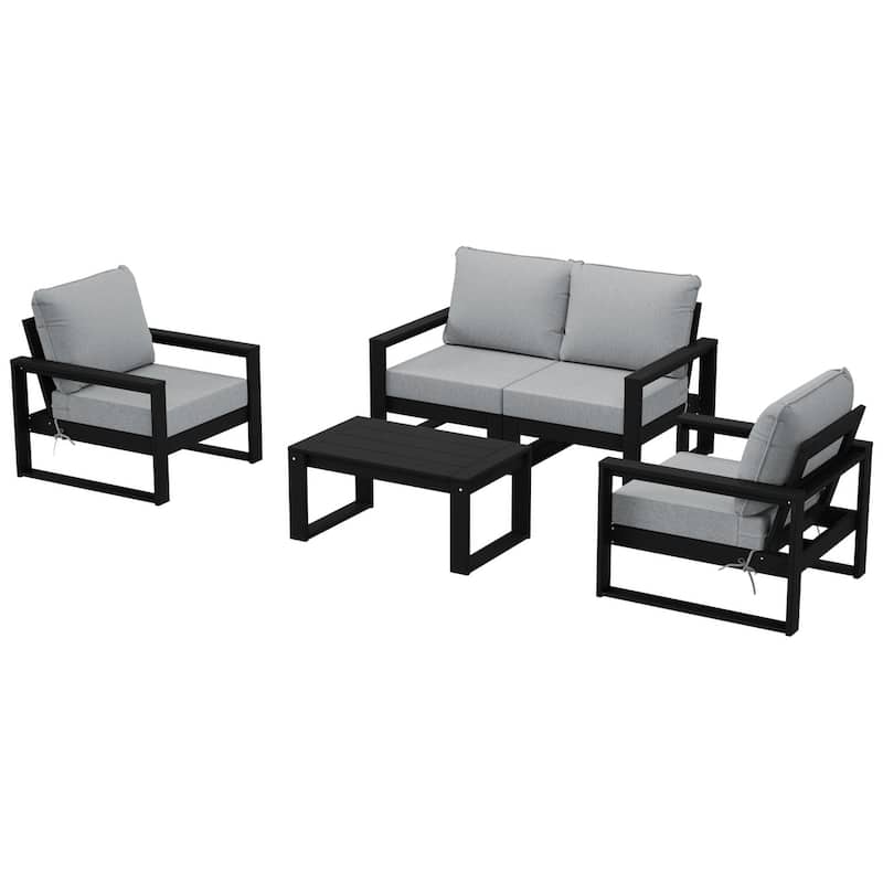 Endless Patio Sectional 5-Piece Deep Seating Set with Black Frame - Light Gray