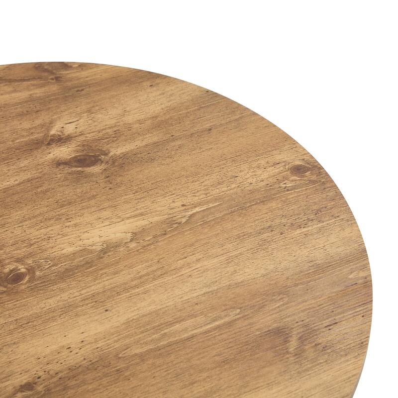 Modern Round Coffee Table with Cylindrical Legs Wooden Center Table with Concealed Storage Space Living Room Tea Table
