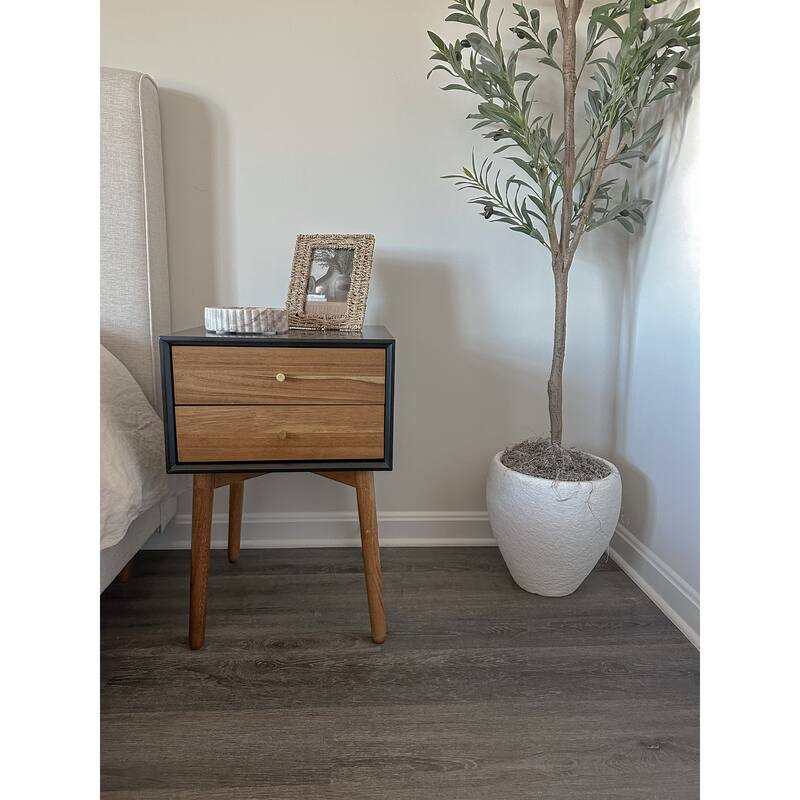 Nathan James Harper 2-Drawer Mid-Century Side Table