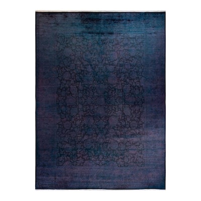 Overton Hand Knotted Wool Vintage Inspired Modern Contemporary Overdyed Purple Area Rug - 9' 3" x 12' 5"
