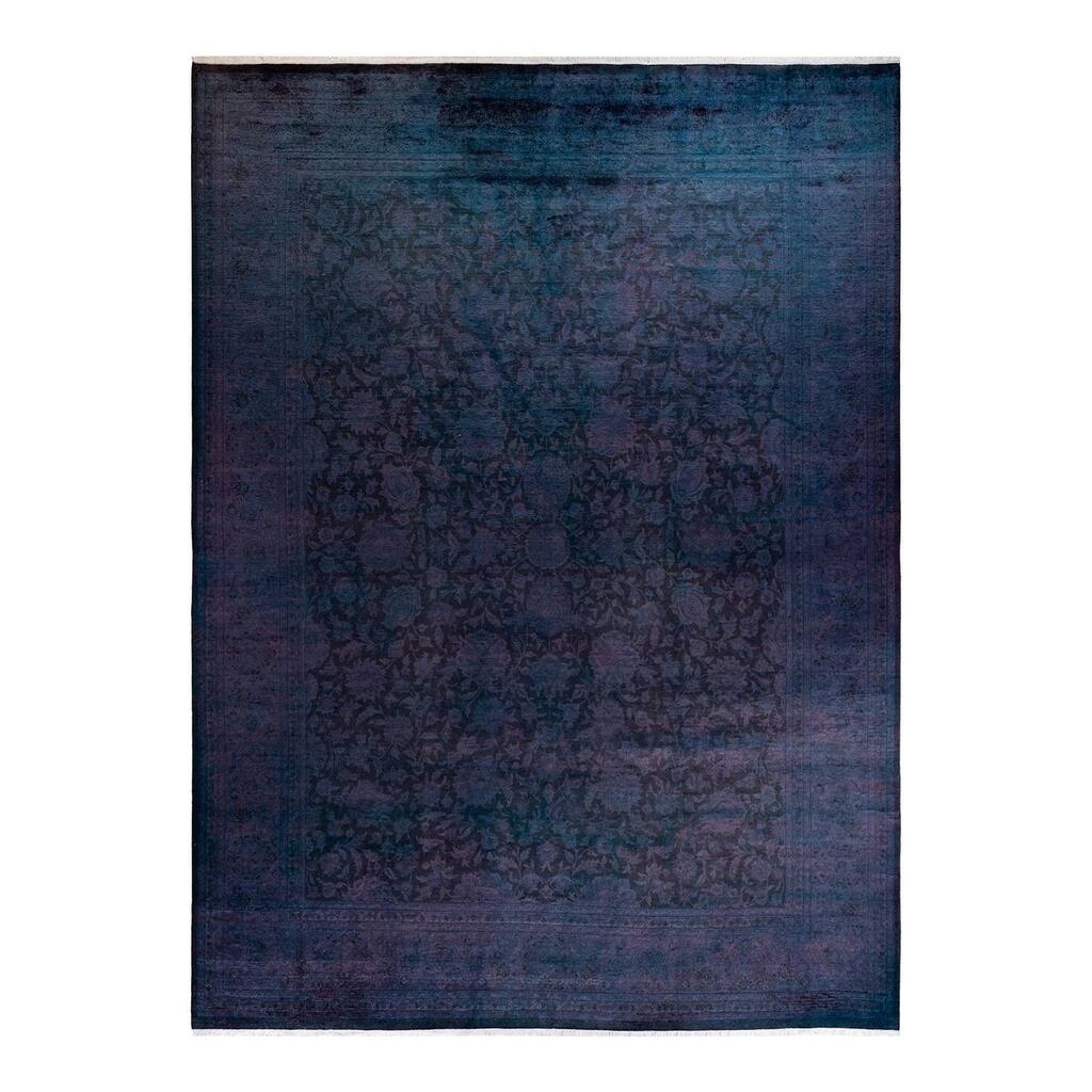 Overton Hand Knotted Wool Vintage Inspired Modern Contemporary Overdyed Purple Area Rug - 9' 3" x 12' 5"