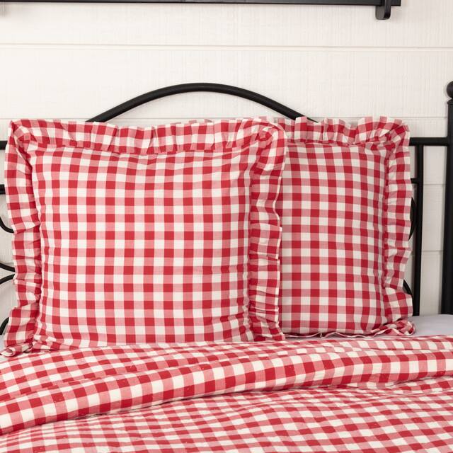 Annie Buffalo Check Euro Sham - Country Red/Antique Creme
