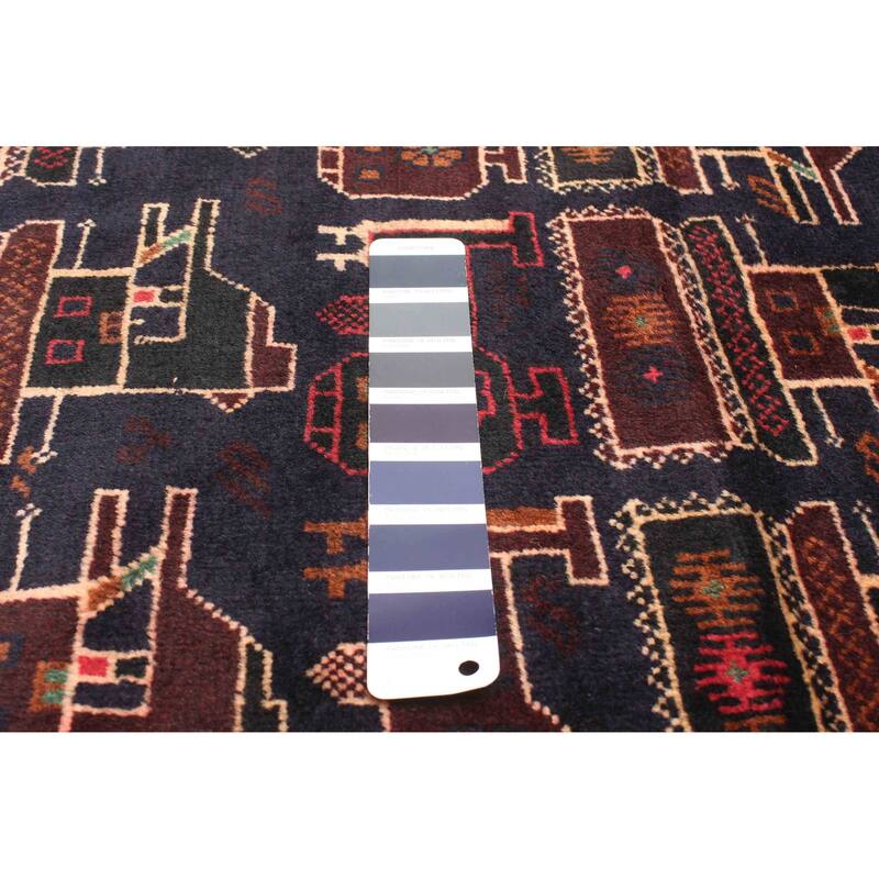 ECARPETGALLERY Hand-knotted Rare War Dark Navy Wool Rug - 2'10 x 4'9