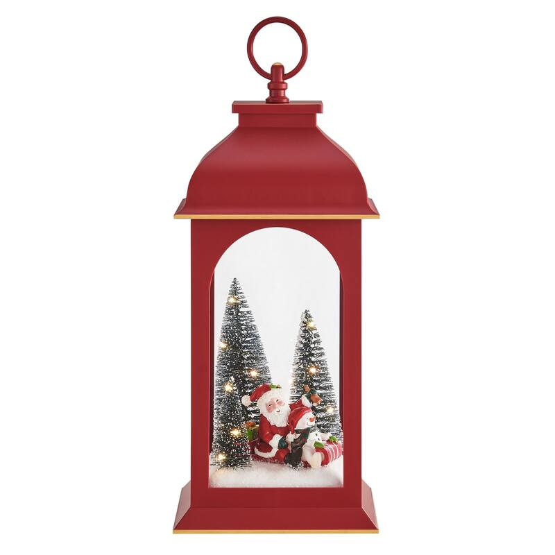 LED Lighted Santa Winter Scene Lantern Christmas Decoration - 13.75"