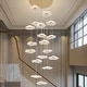 preview thumbnail 2 of 20, Gold Spiral Lotus Chandelier Dimmable Modern LED Pendant Light High Ceiling Chandeliers for Villa Staircase Entryway 18 lights