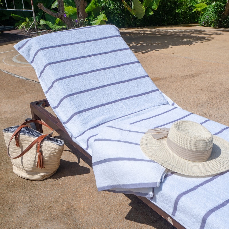 Las Rayas 2-Piece Chaise Lounge Towel Covers with Top Pocket - 30x85