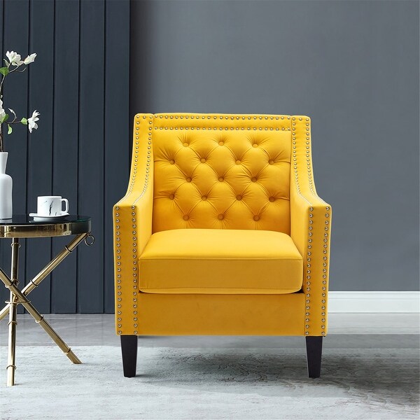 accent armchair living room chair with nailheads and solid wood