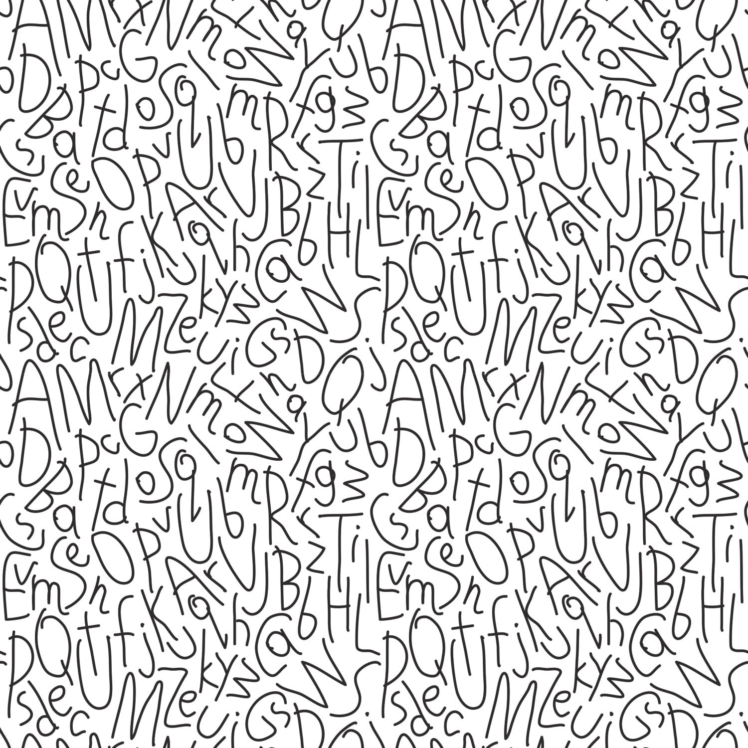 RoomMates Black & White Alphabet Jumble Peel and Stick Wallpaper