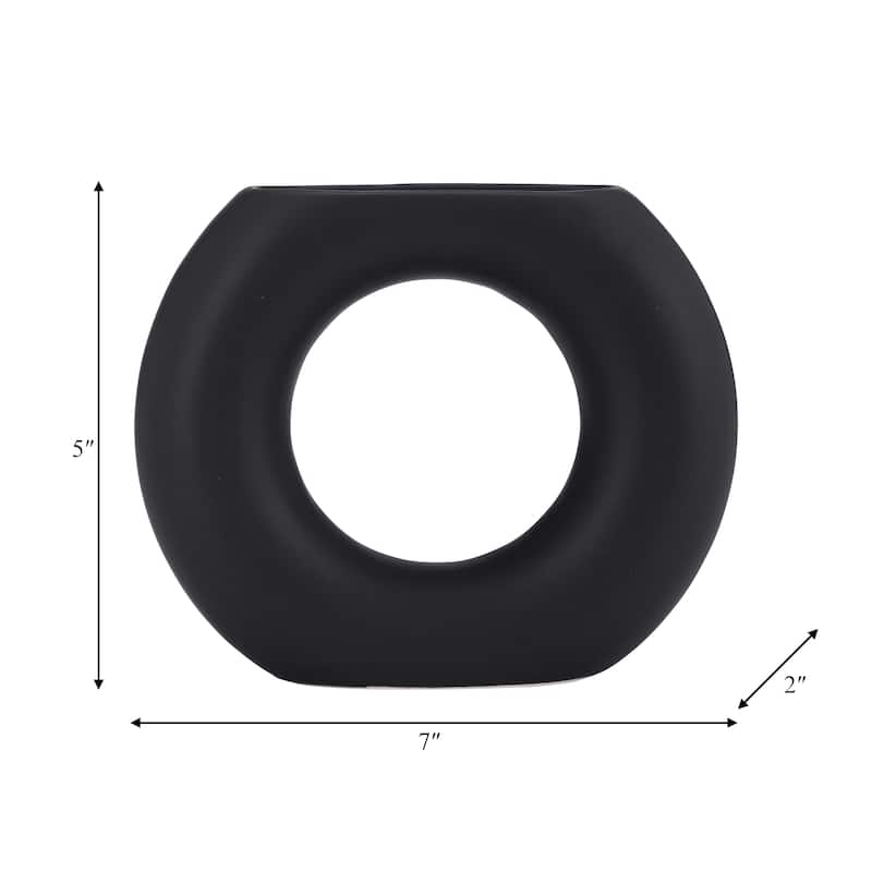 Sagebrook Home Ceramic Contemporary Abstract Donut Round Cut-Out Vase