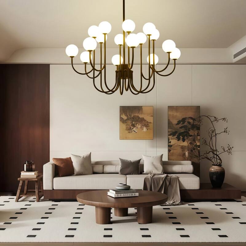 Modern Globe Chandelier 16 Light Black Farmhouse Sputnik Chandeliers - 36.61in