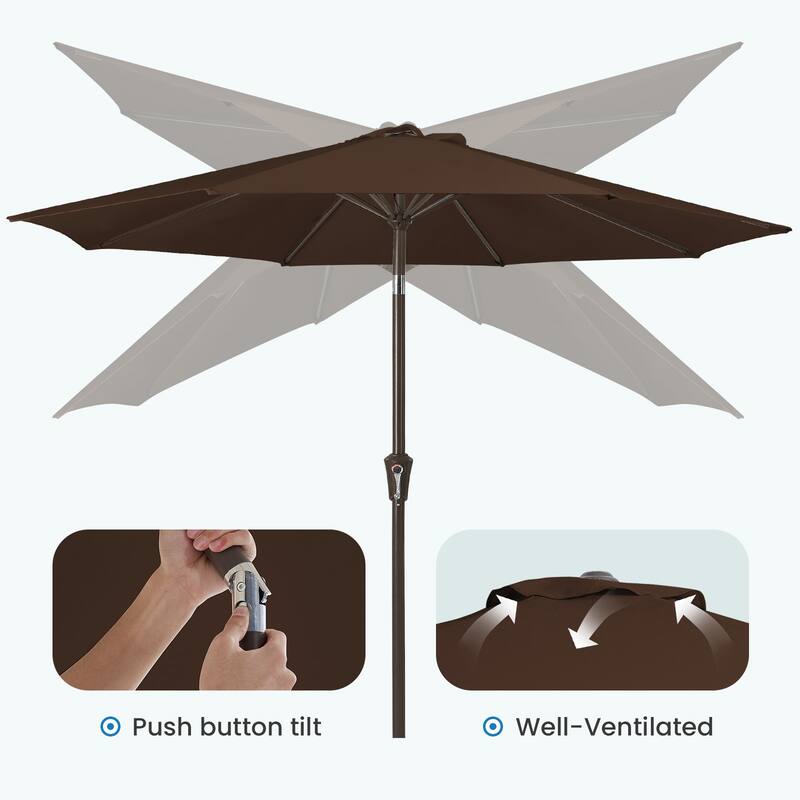10ft Patio Market Umbrella with Crank & Tilt,UV-Risistant