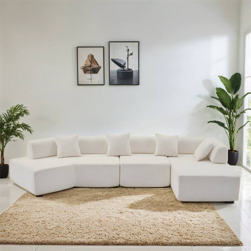 Modern Minimalist 140" L-Shape Couch,Modular Sofa,Couch with Chaise