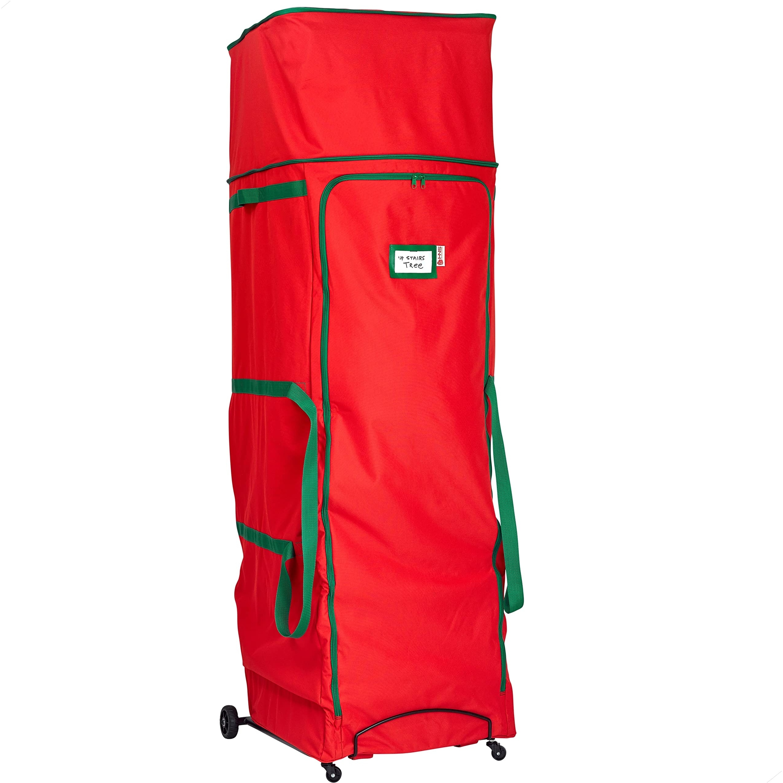 Rolling Christmas Tree Storage Bag with Wheels XXL - Fits Up to 12 Feet Artificial Tree - Red