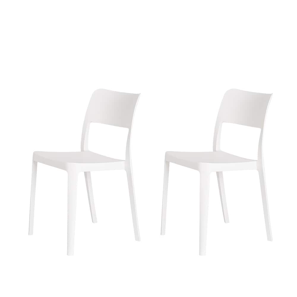 La Vie Resin Stackable All Weather Armless Chair, Set of 2