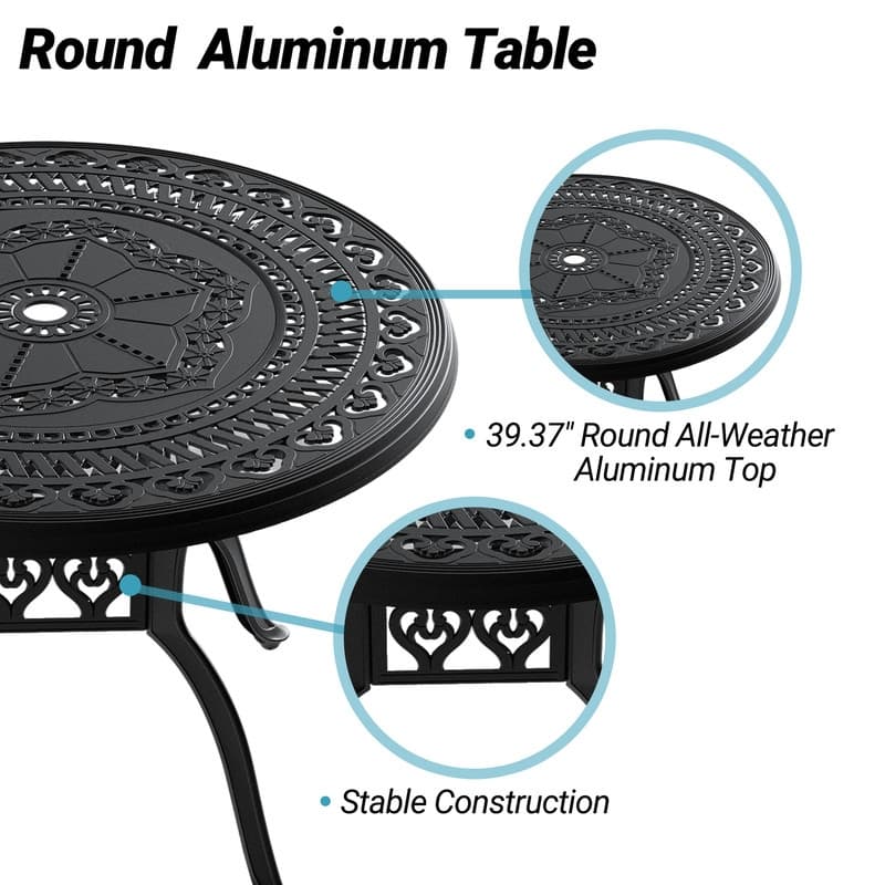 Traditions 5-Piece Patio Outdoor Dining Set with 4 Dining Chairs and 39.37 in.Round Table, Rust Free