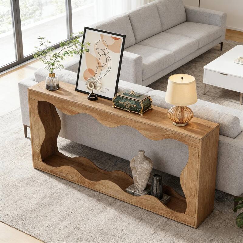 Vintage Narrow Console Table - Wave Design Entryway & Tea Table