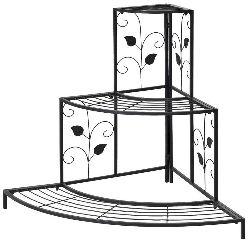 Costway 3 Tier Floral Corner Plant Stand Metal Flower Pot Rack Stair