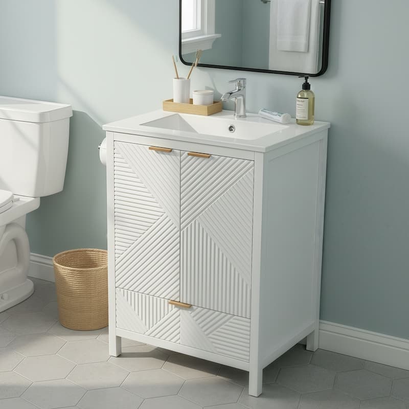 Christopher Knight Home - Seaford 24" Bathroom Vanity with Sink Combo & Single Faucet Hole - White