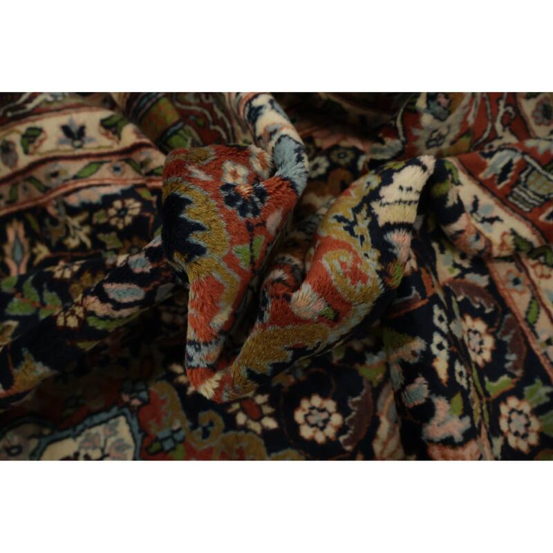 Hand Knotted Oriental 100% Wool Carpet Traditional Floral Navy Blue & Blues Bokhara Area Rug - 6' 3'' X 6' 2''